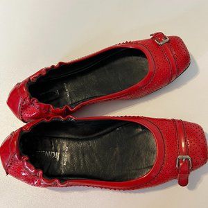 Fendi Vintage Y2K Ballet Flats Women's 7 (37) Square Toe Pre-Owned